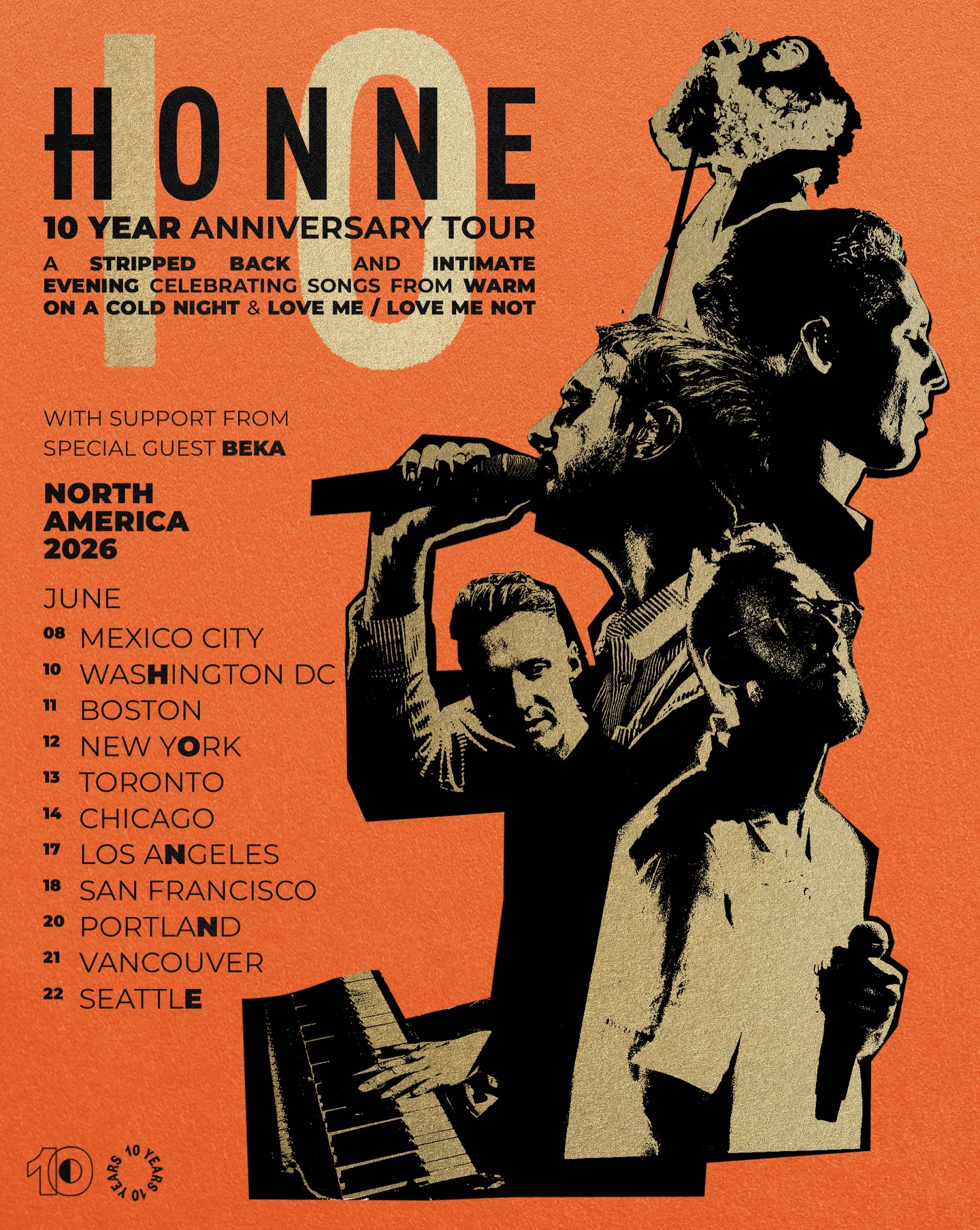 HONNE 10 Year Anniversary Tour Poster 2026